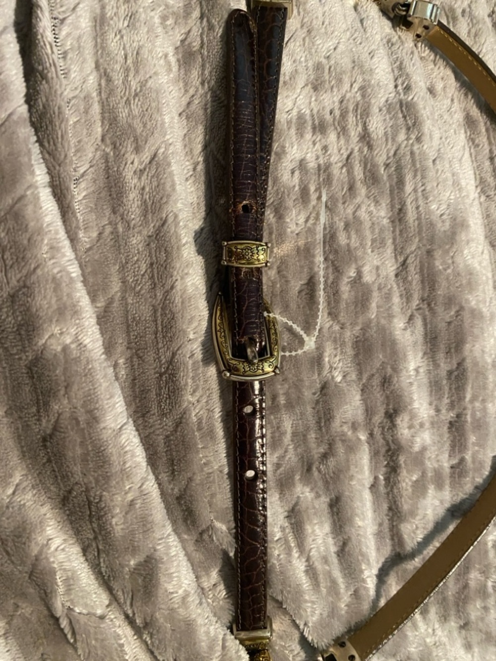 Brighton Tan Leather Belt Strap with Gold Hardware